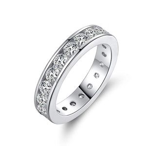 Barzel 18k White Gold Plated Cubic Eternity Ring